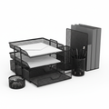 5-piece black metal mesh desk organizer set