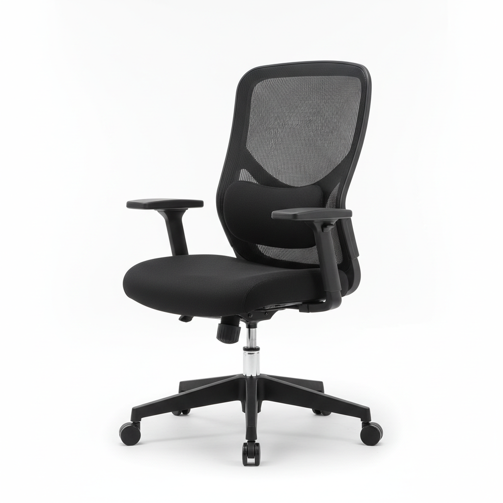 Ergonomic mesh office chair with breathable back and adjustable lumbar support