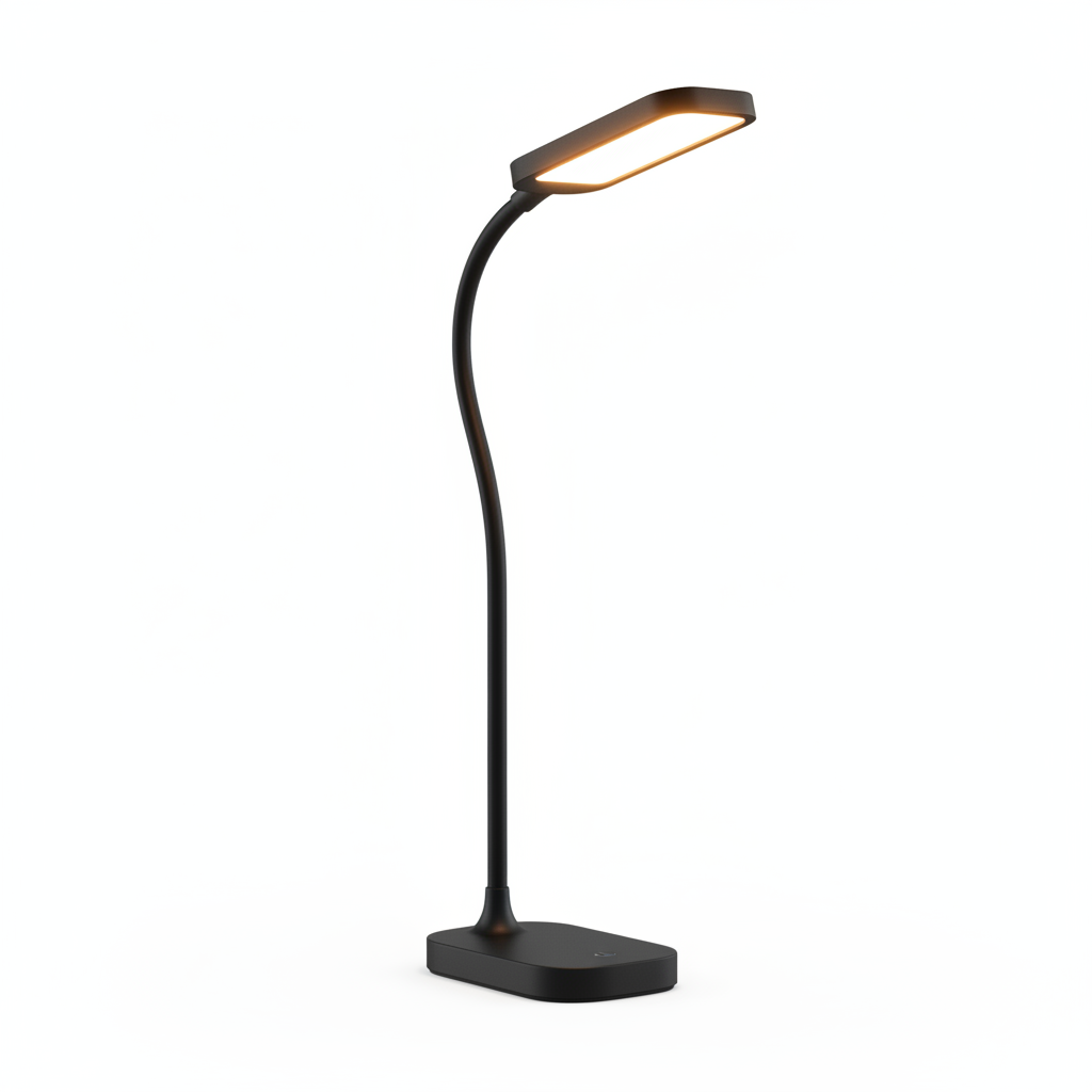 Modern LED desk lamp with flexible gooseneck arm and USB charging port